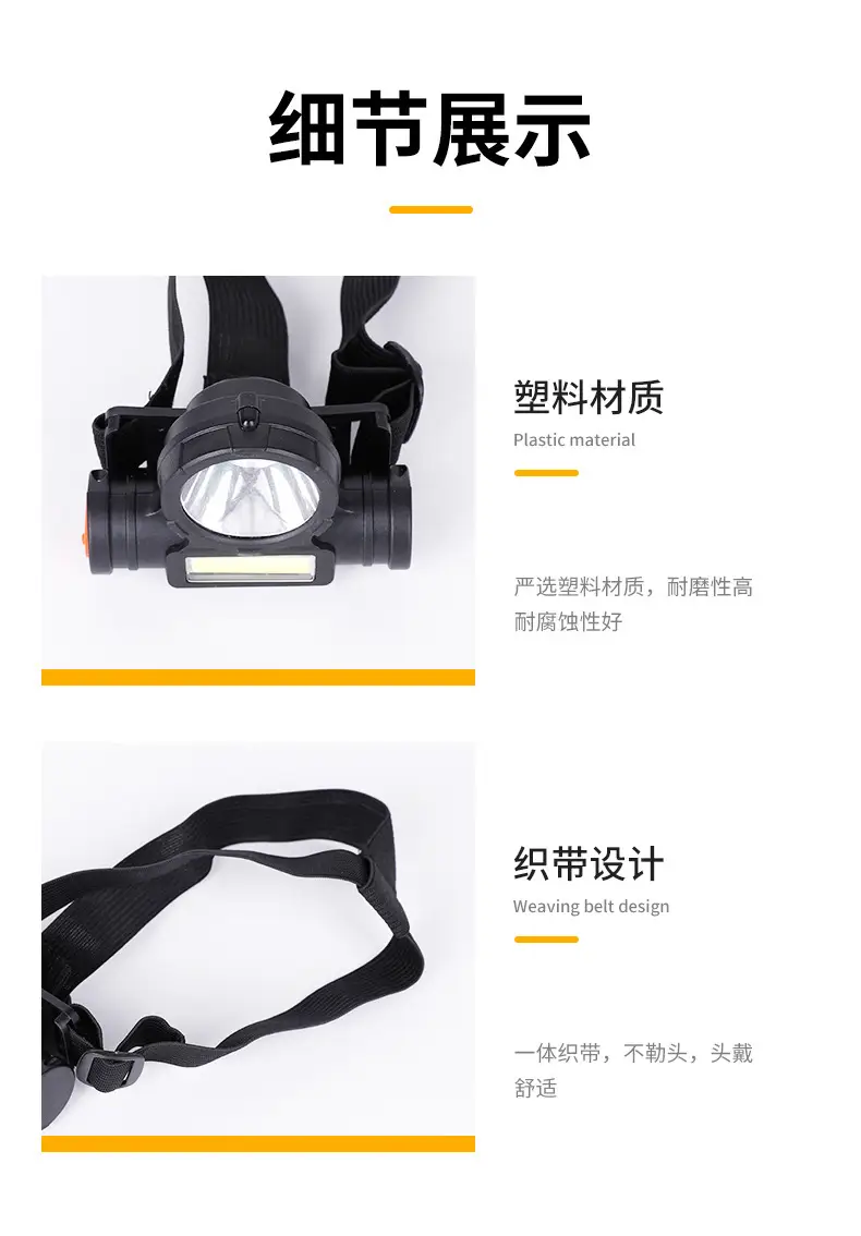Rechargeable Head-mounted Flashlight with Orange Lens β feature 16