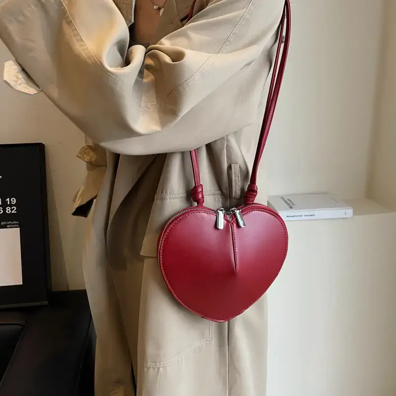 Heart Shaped Red Coin Purse for Women - Image 4