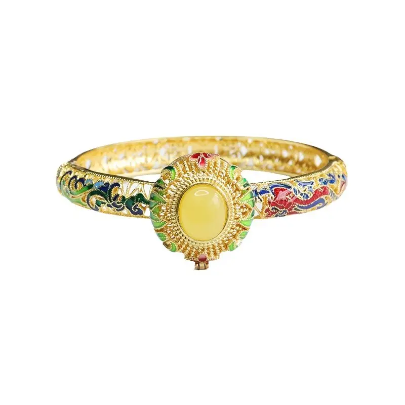 Guan Yu Dragon Phoenix Bracelet with Natural Amber - Image 6