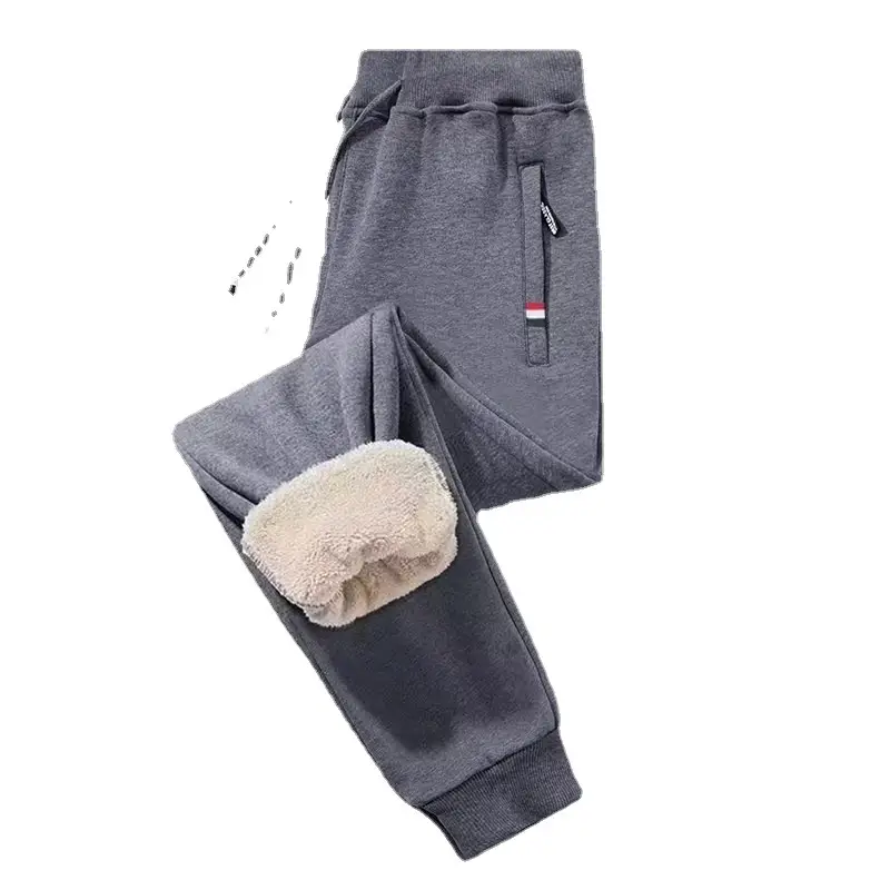 Men Fleece Lined Grey Sweatpants Winter Warm - Image 7