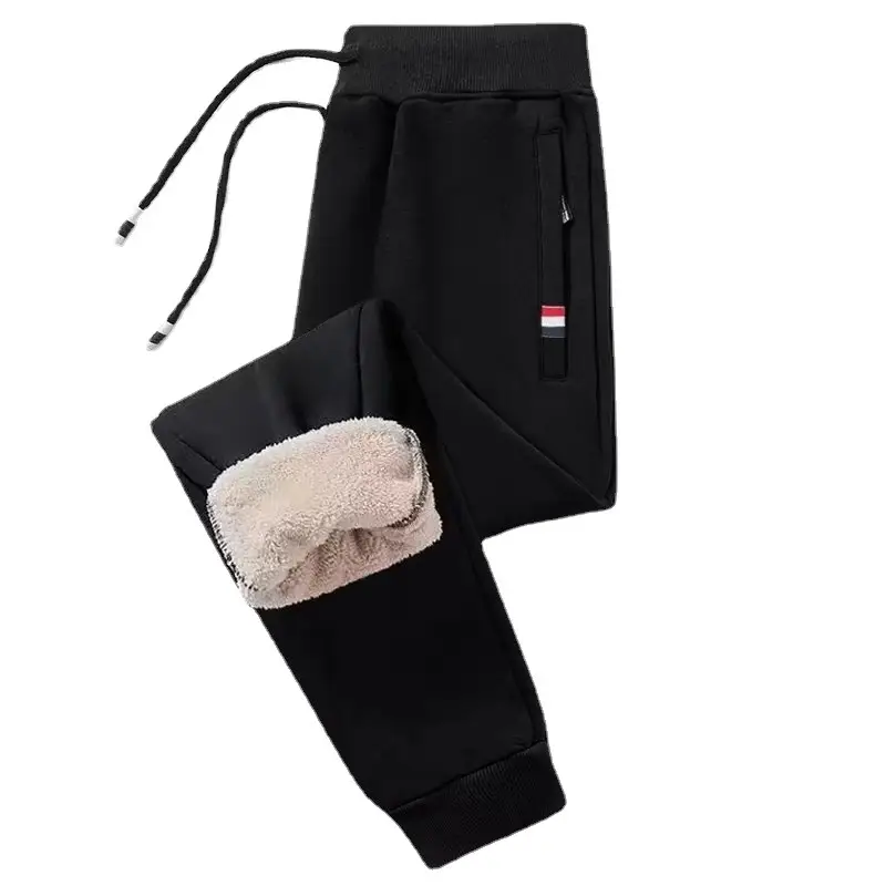 Men Fleece Lined Grey Sweatpants Winter Warm - Image 9
