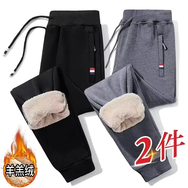 Men Fleece Lined Grey Sweatpants Winter Warm — feature 5
