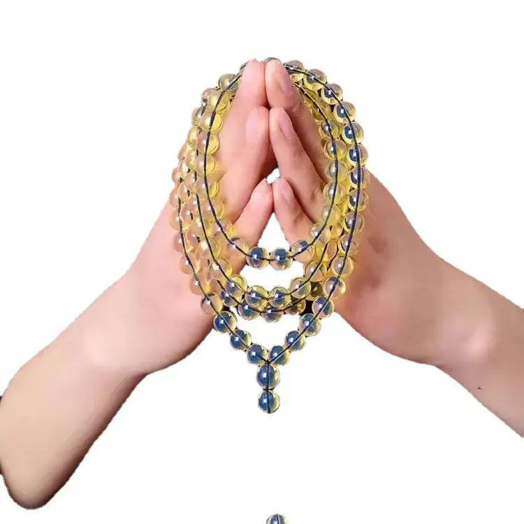 Old Beeswax Blue Purified Water 108 Buddha Beads Bracelet - Image 5