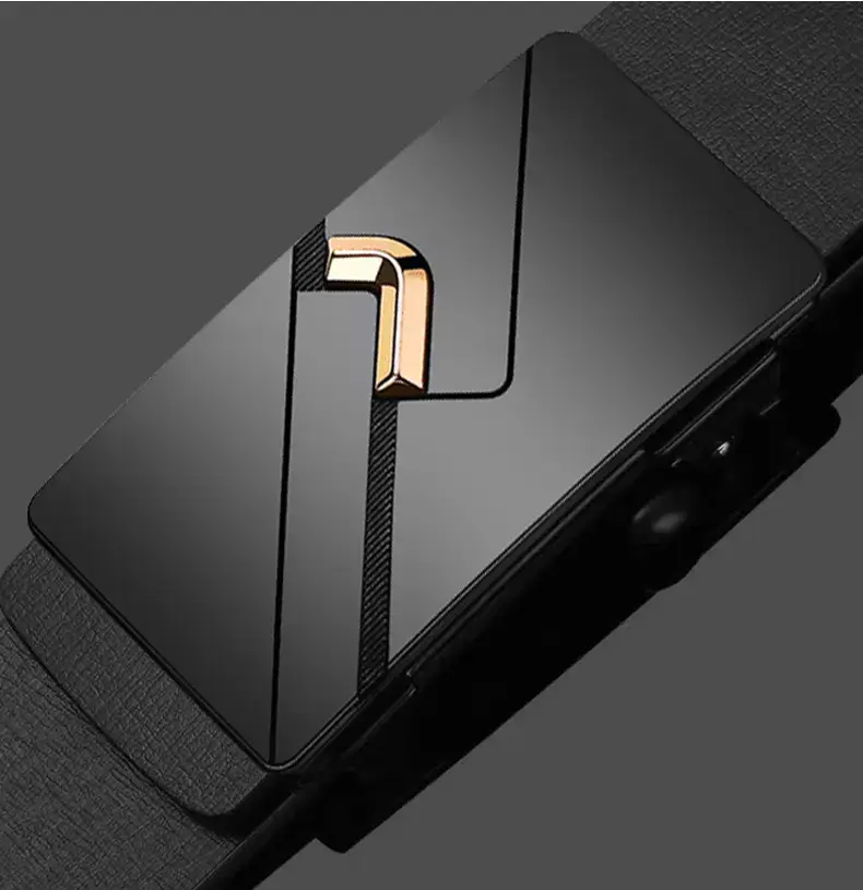 Men's Black Automatic Buckle Belt with Cowhide Strap — feature 14