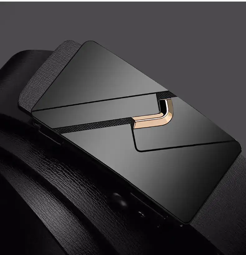 Men's Black Automatic Buckle Belt with Cowhide Strap — feature 15