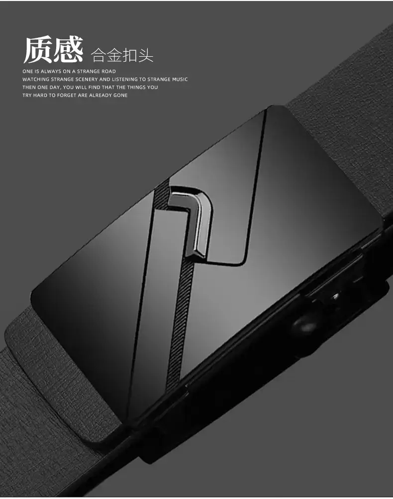 Men's Black Automatic Buckle Belt with Cowhide Strap — feature 3