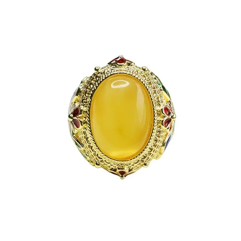 Aiyu Natural Amber Ring Vintage Design - Image 6