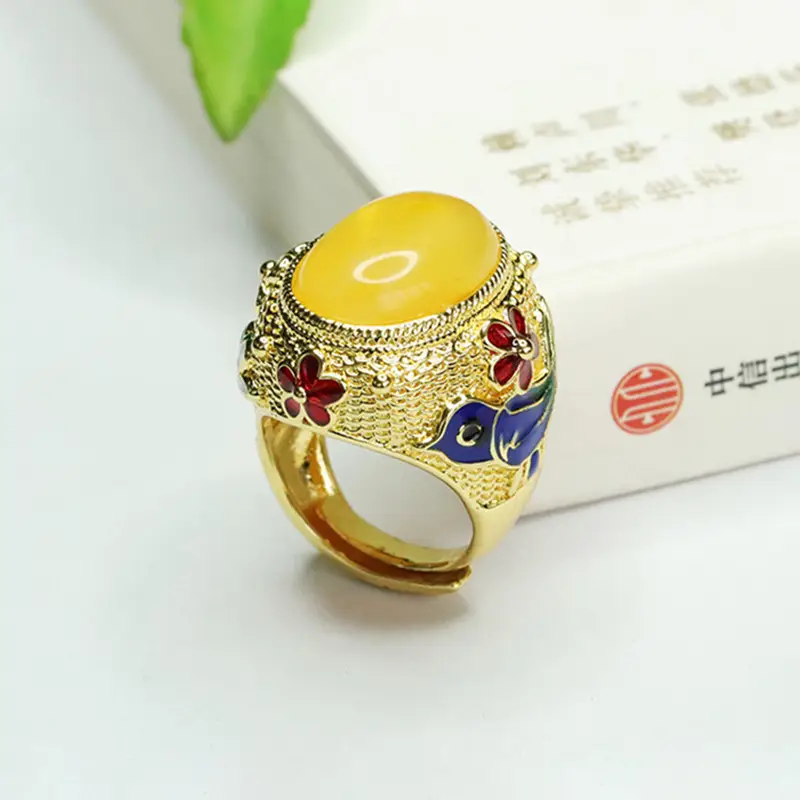 Aiyu Natural Amber Ring Vintage Design — feature 10