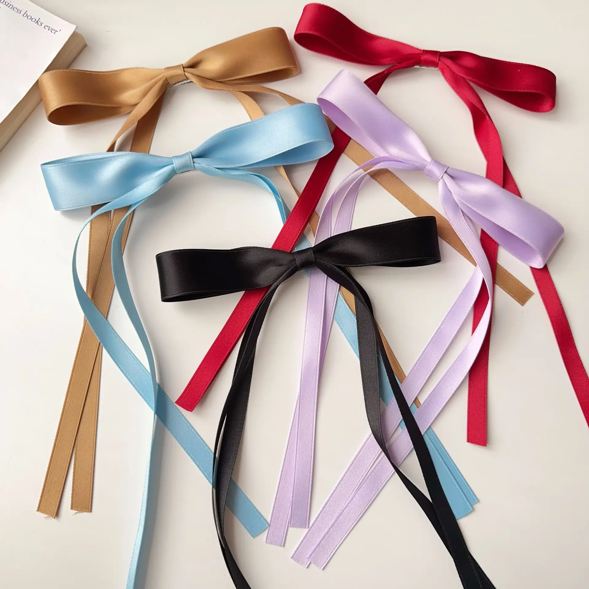 Blue Satin Hair Bow Ribbon for Girls - Image 13