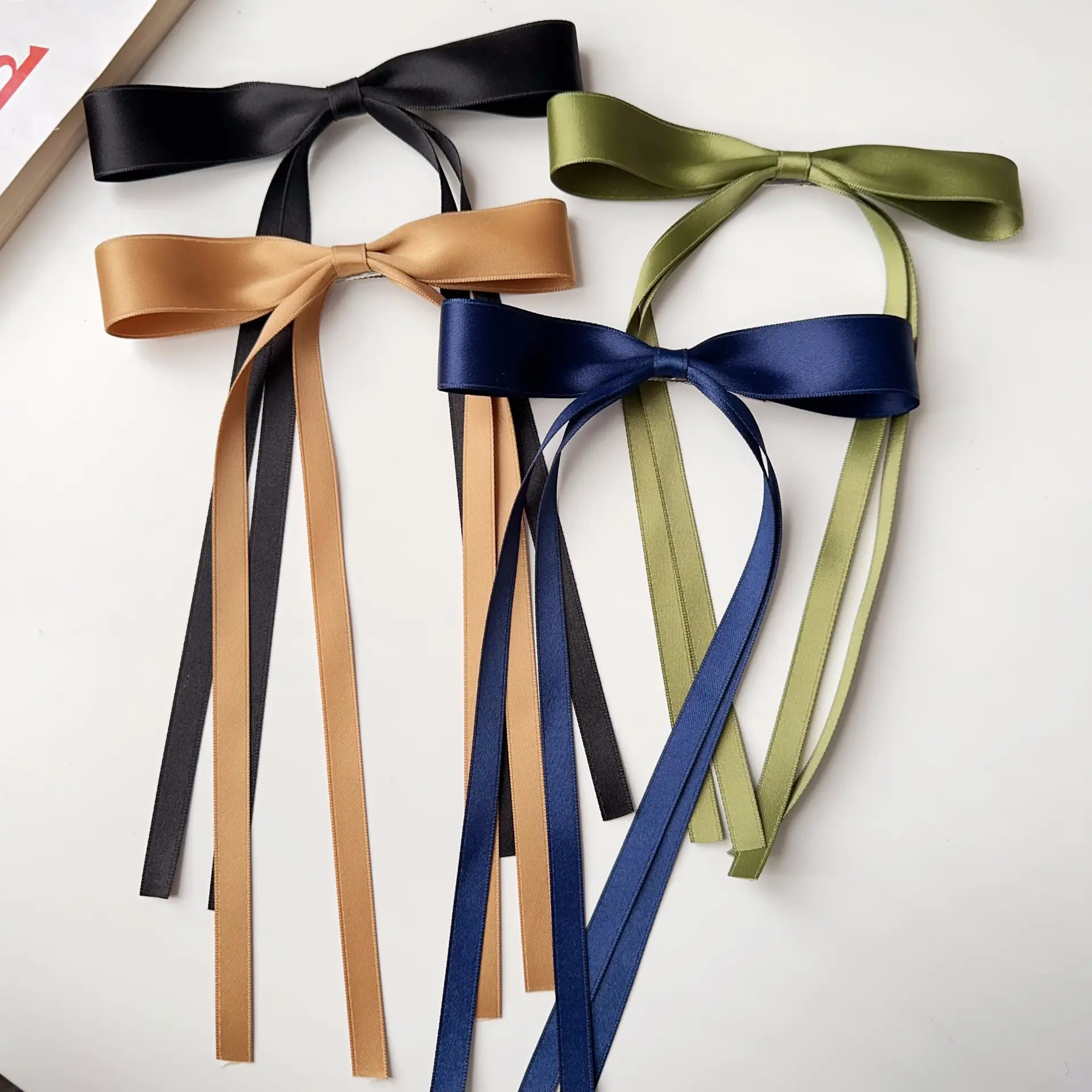 Blue Satin Hair Bow Ribbon for Girls — feature 9