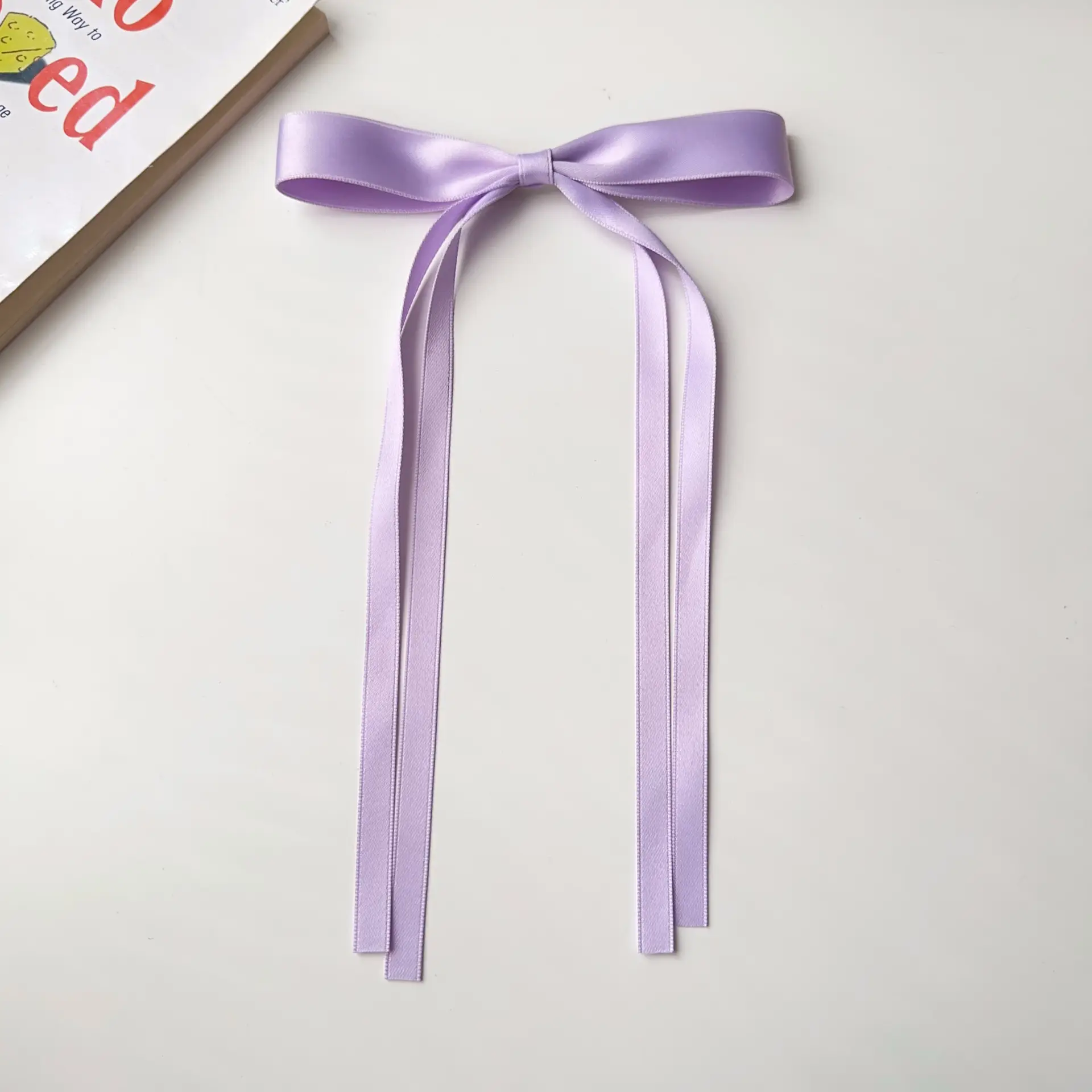 Blue Satin Hair Bow Ribbon for Girls - Image 2