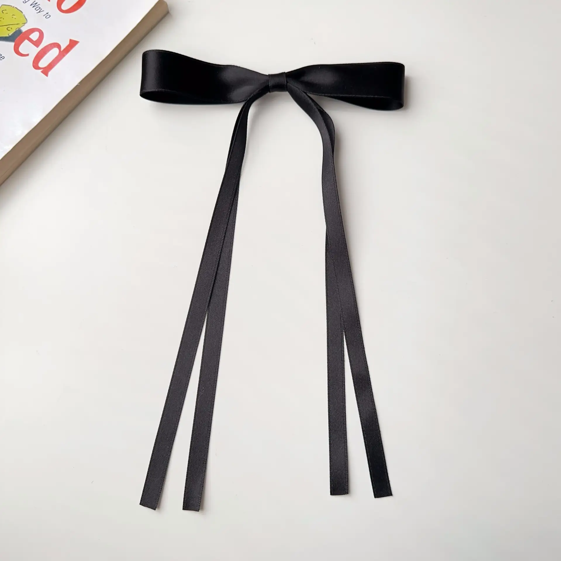 Blue Satin Hair Bow Ribbon for Girls - Image 4