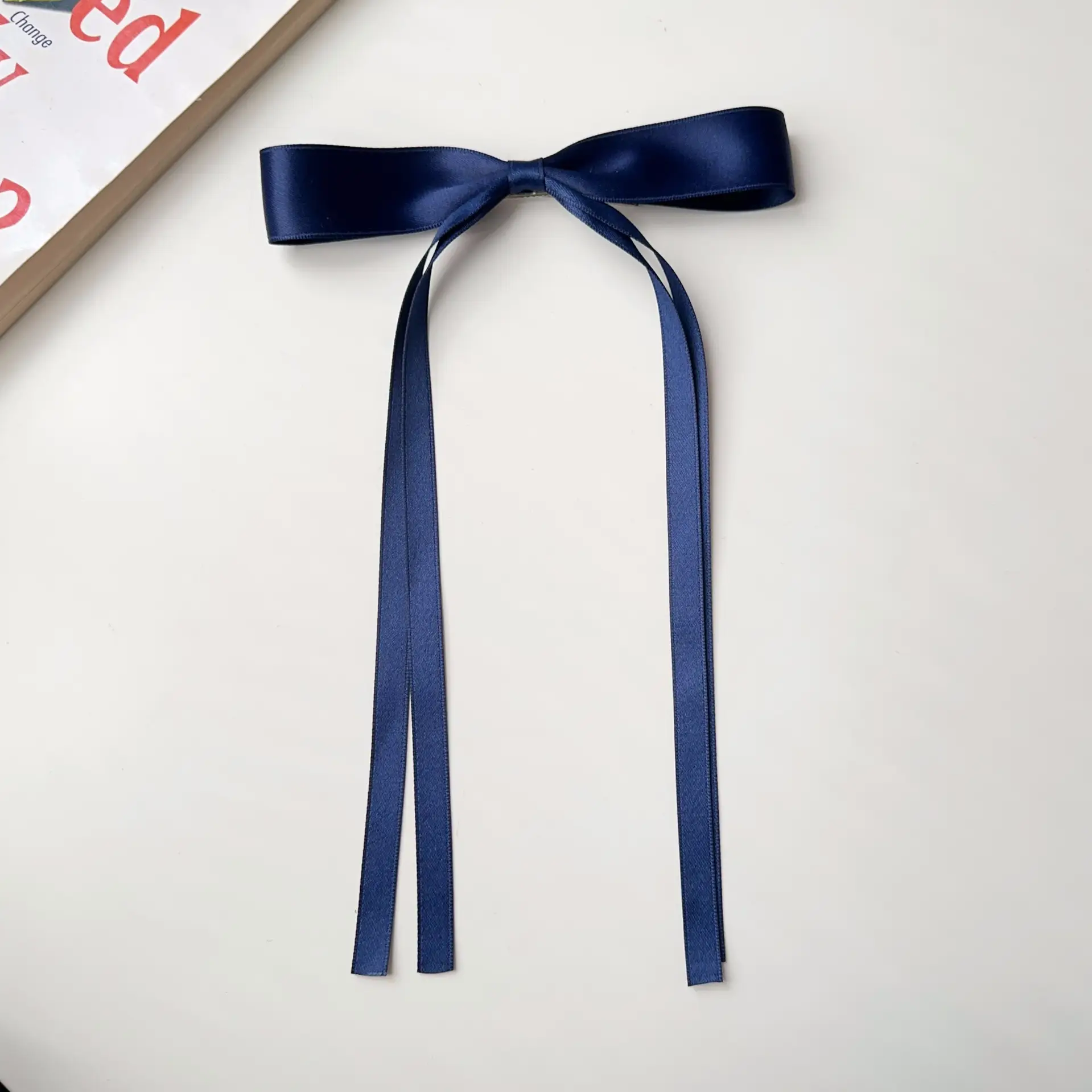 Blue Satin Hair Bow Ribbon for Girls - Image 7