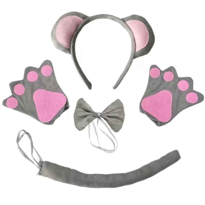 Mouse Ears Headband Pink Grey Party Costume Accessory - Image 3