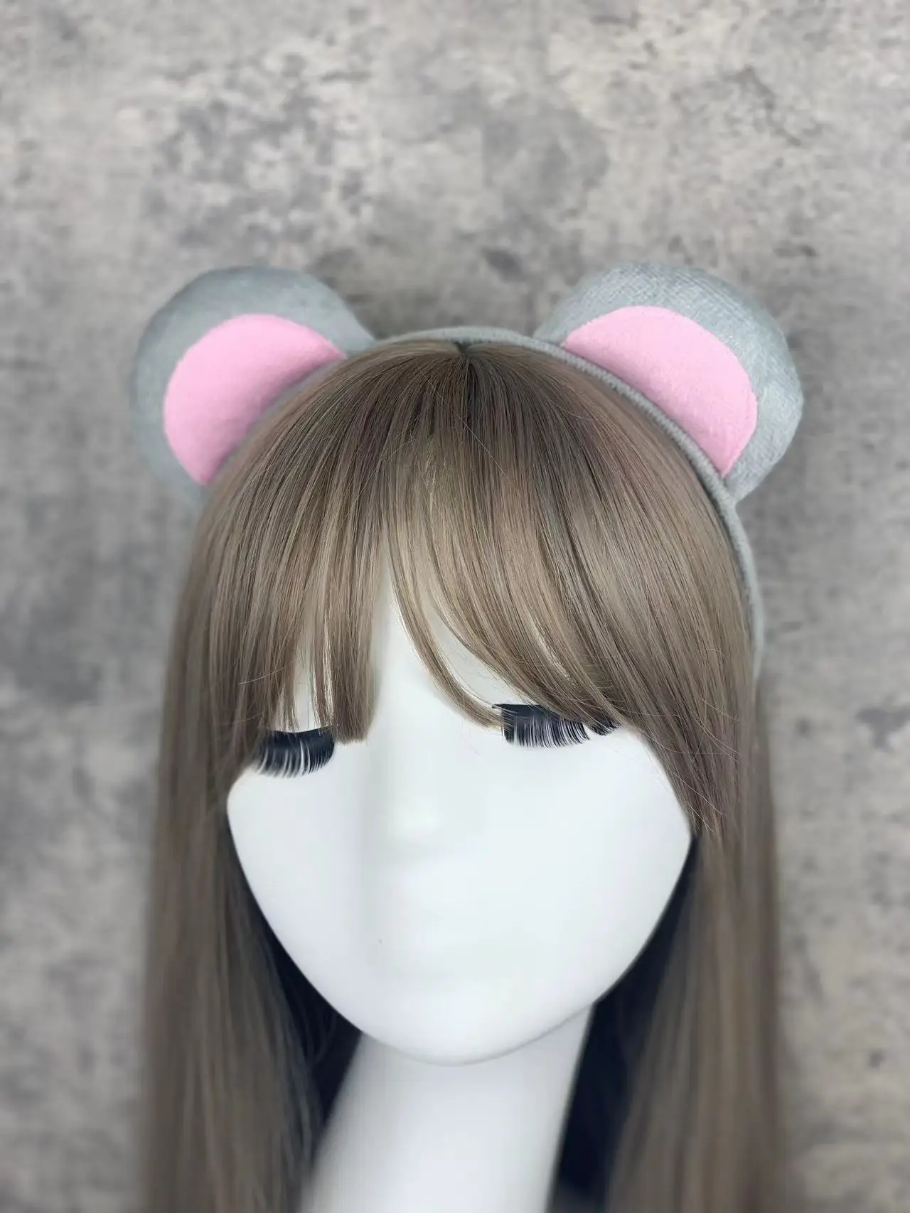 Mouse Ears Headband Pink Grey Party Costume Accessory — feature 9