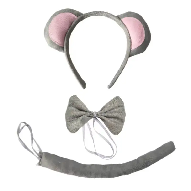 Mouse Ears Headband Pink Grey Party Costume Accessory - Image 2