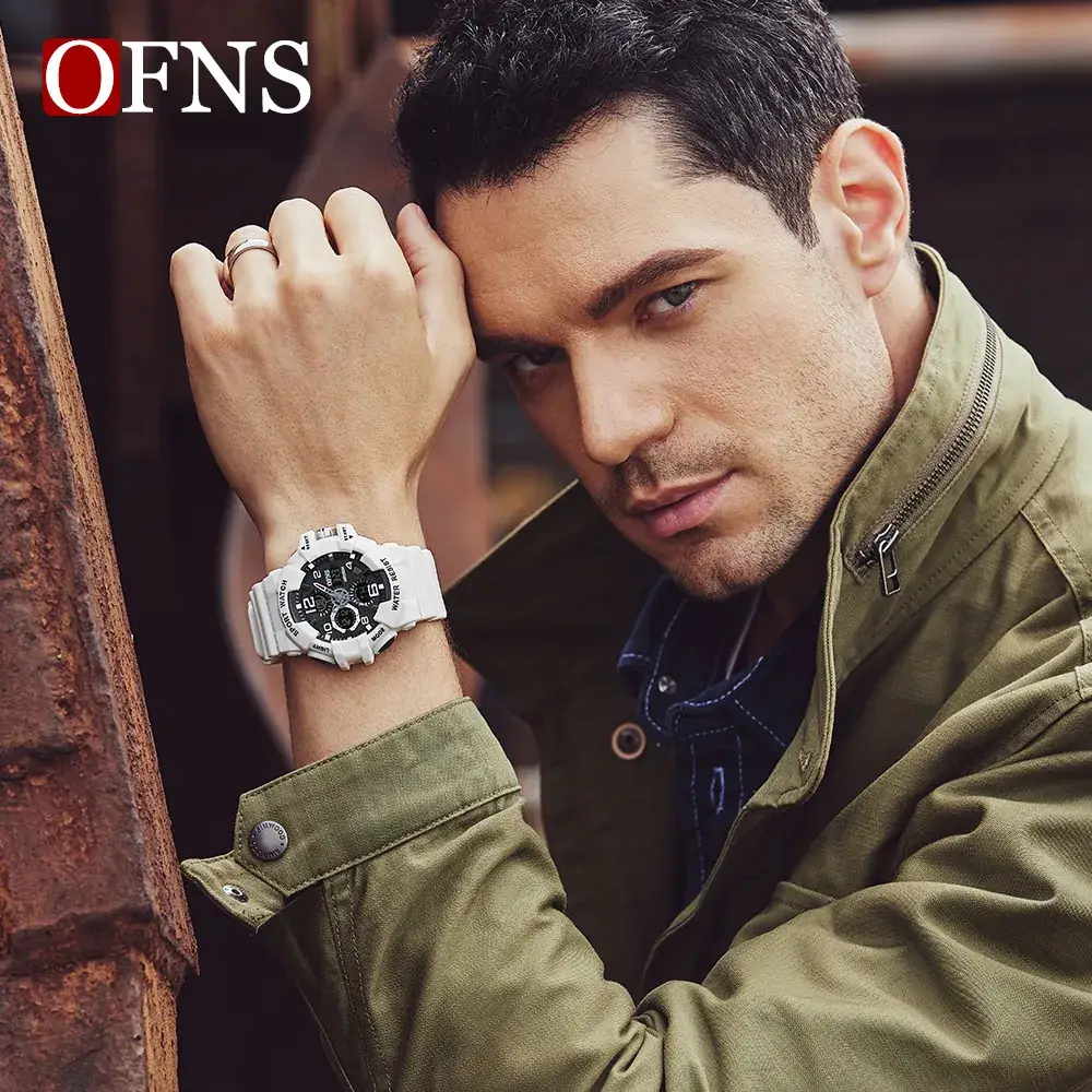 Ofns Multifunctional Sport Watch White Dual Display - Image 5