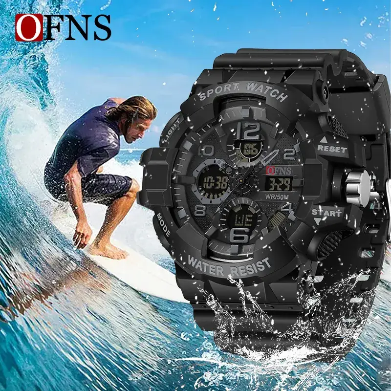 Ofns Multifunctional Sport Watch White Dual Display - Image 6