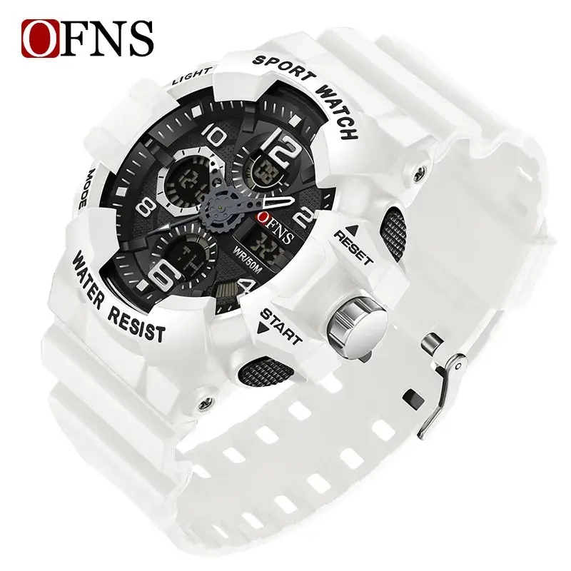 Ofns Multifunctional Sport Watch White Dual Display - Image 9