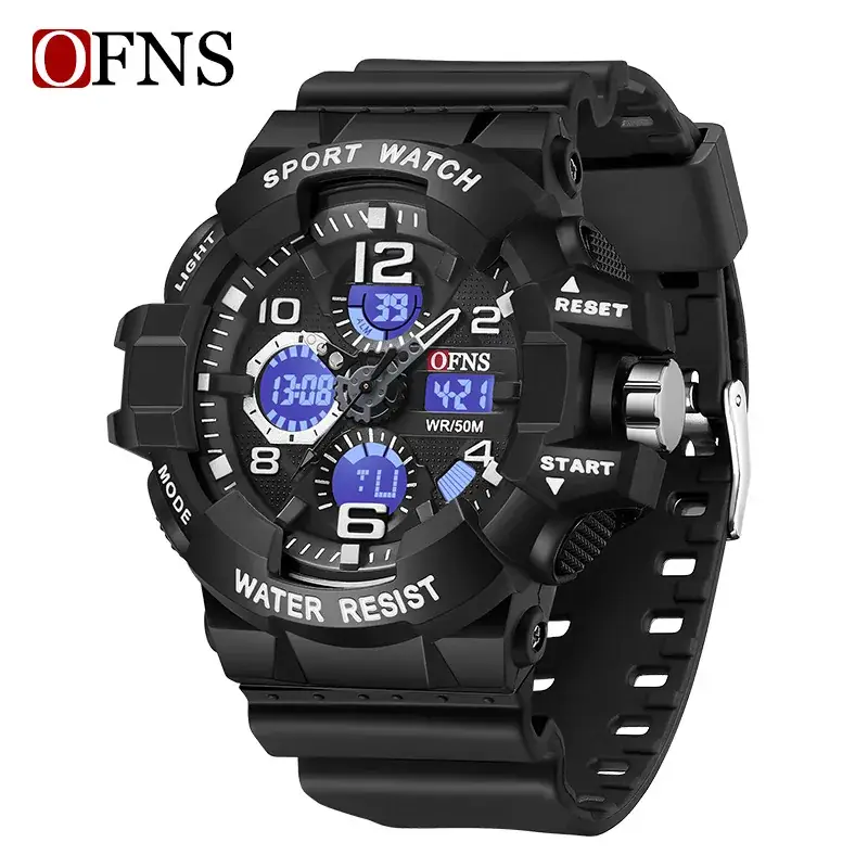 Ofns Multifunctional Sport Watch White Dual Display - Image 2