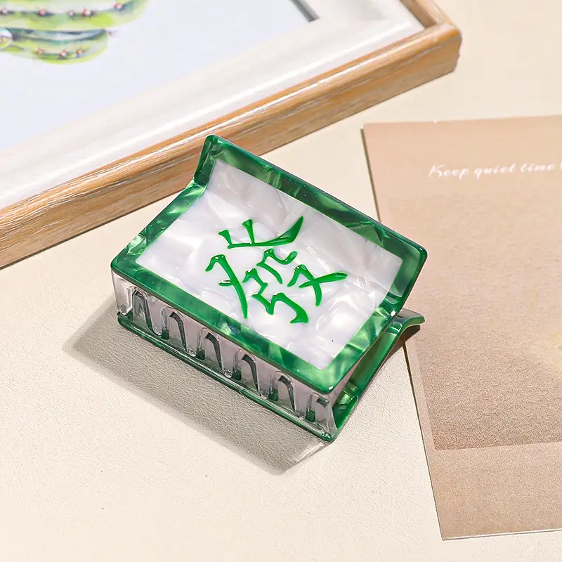 Mahjong Hair Clips for Women Orange Green
