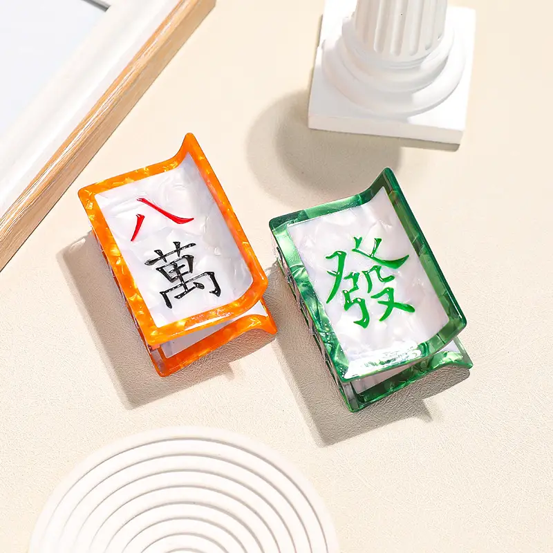 Mahjong Hair Clips for Women Orange Green