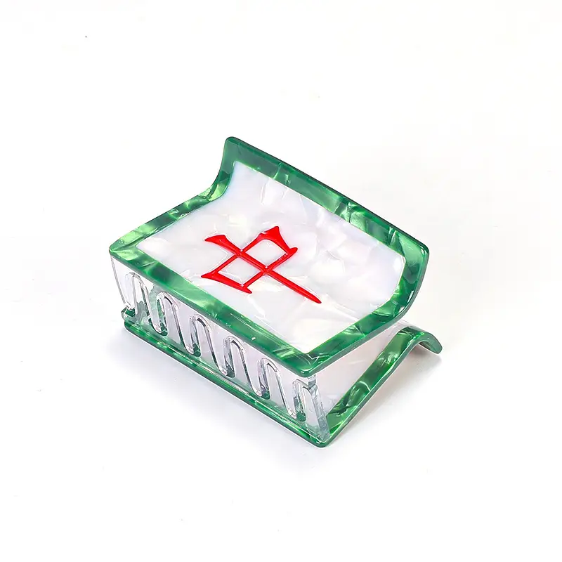 Mahjong Hair Clips for Women Orange Green