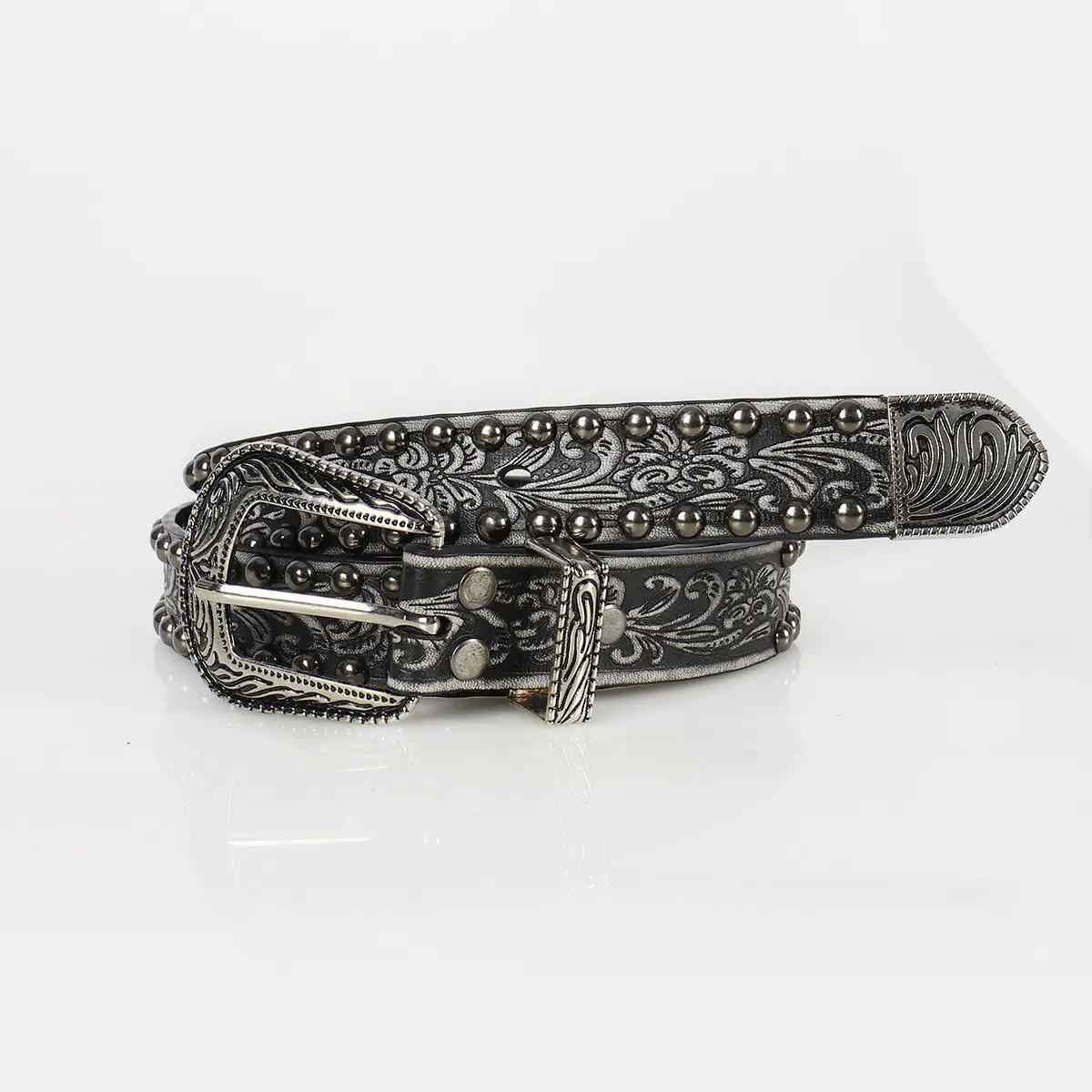 New Silver Vintage Belt with Rivet Embossing - Image 6
