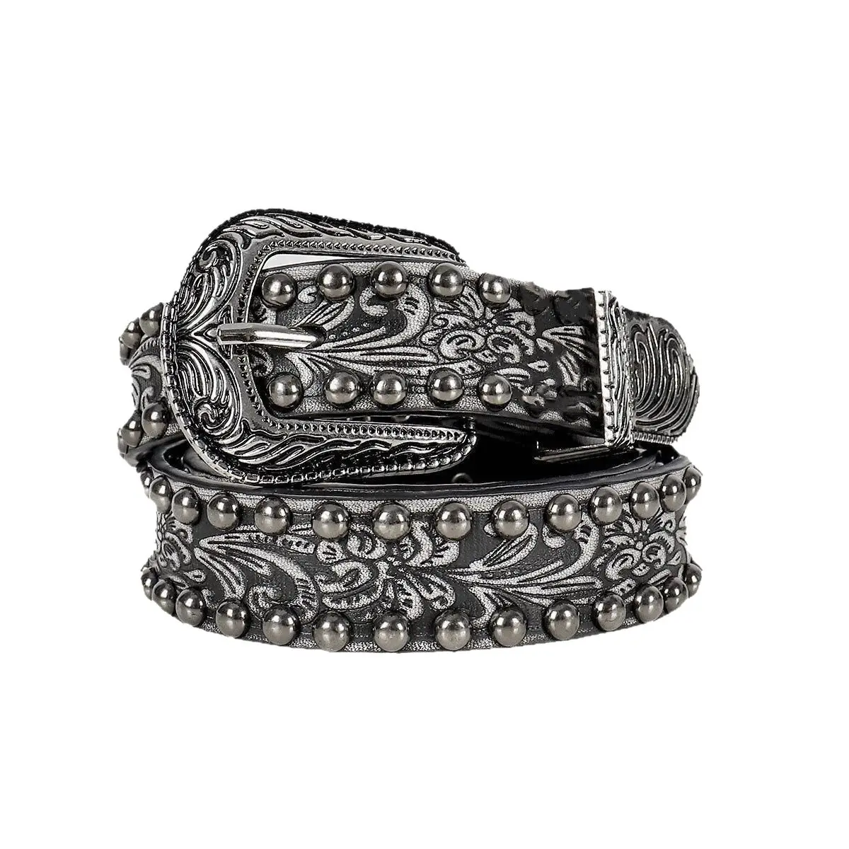 New Silver Vintage Belt with Rivet Embossing - Image 7