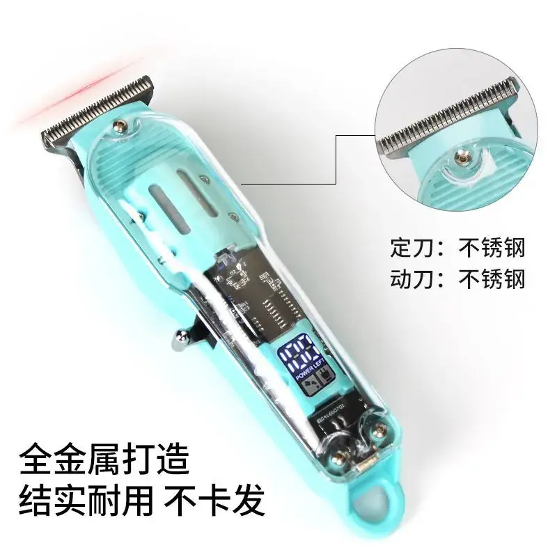 Transparent Electric Hair Clipper with 4 Blade Sets