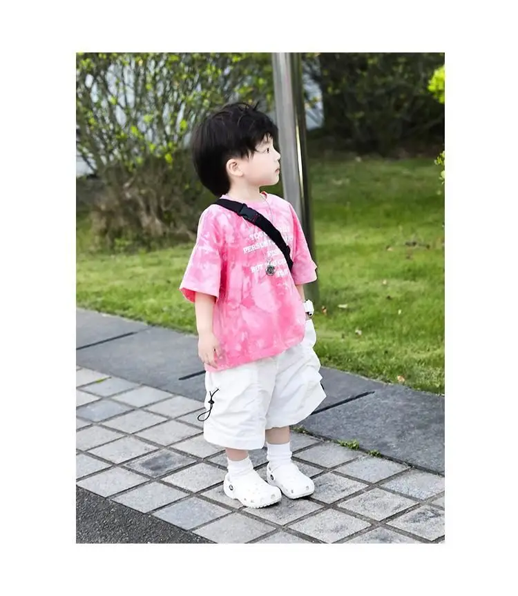 Boys Pink Tie-Dye Loose Sleeve Top 2023 Set — feature 11