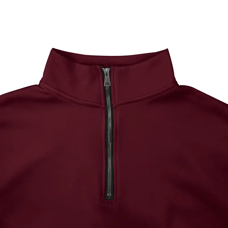 Men's Red Long Sleeve Half Zip T-Shirt Top — feature 19