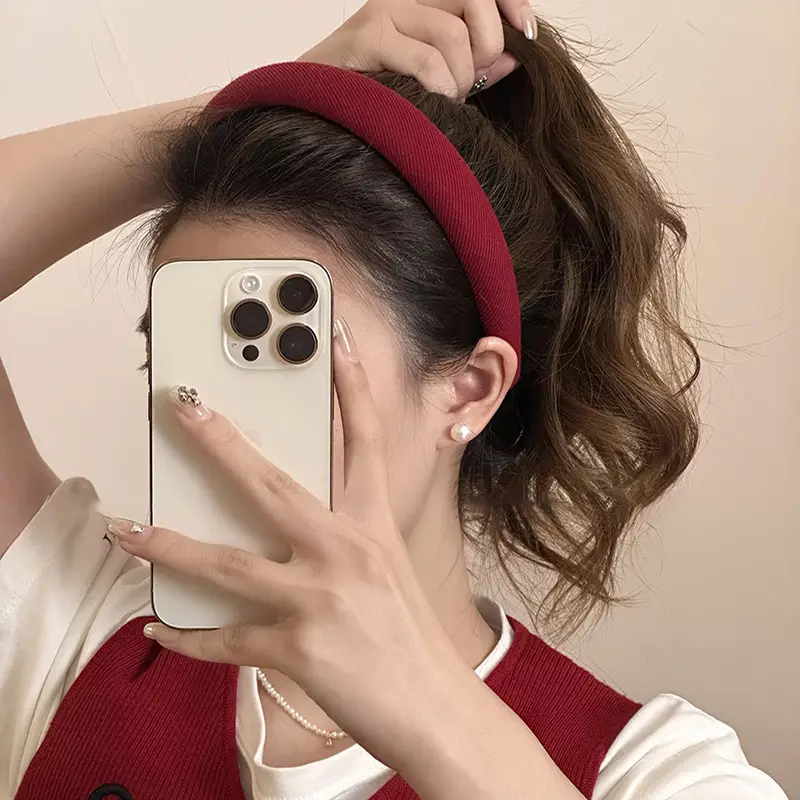 Red High-End Sponge Headband for Women