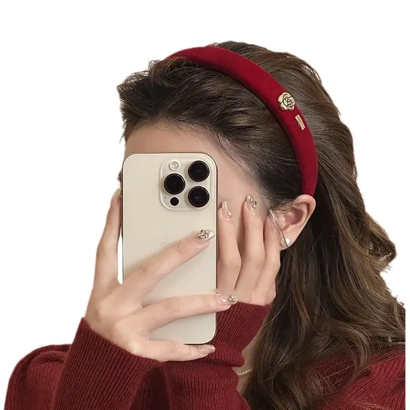 Red High-End Sponge Headband for Women