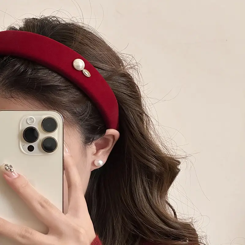 Red High-End Sponge Headband for Women
