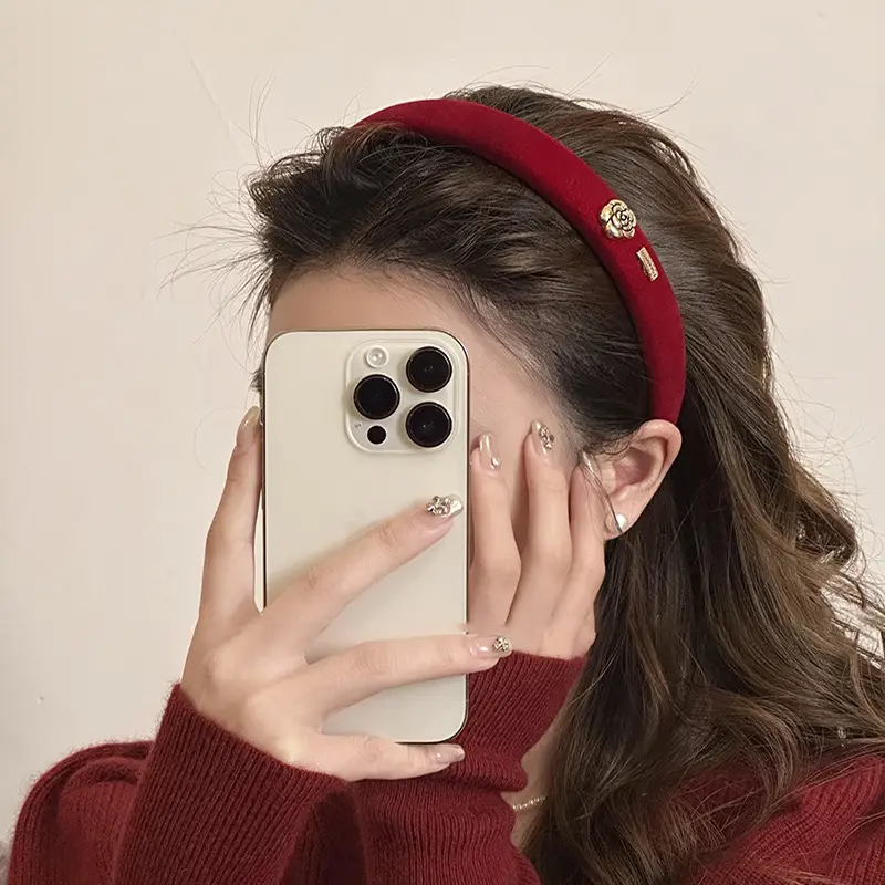Red High-End Sponge Headband for Women