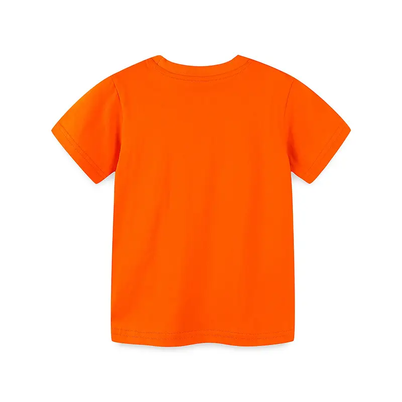 Kids Cartoon Train T-Shirt Orange Round Neck Short Sleeve - Image 3