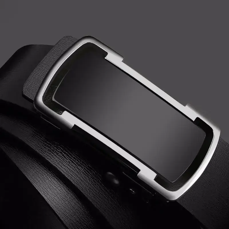 Men's Black Automatic Buckle Cowhide Belt - Image 5