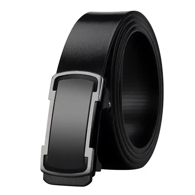 Men's Black Automatic Buckle Cowhide Belt - Image 7