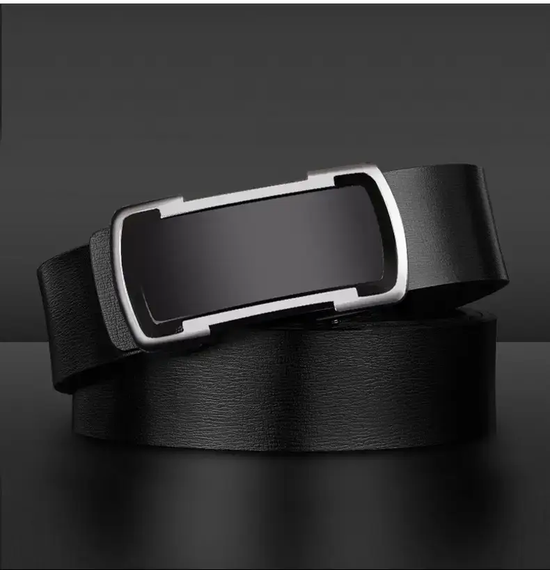 Men's Black Automatic Buckle Cowhide Belt — feature 12
