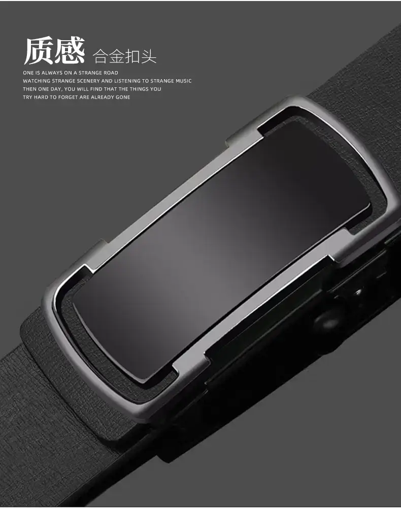 Men's Black Automatic Buckle Cowhide Belt — feature 3