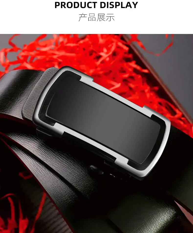 Men's Black Automatic Buckle Cowhide Belt — feature 9