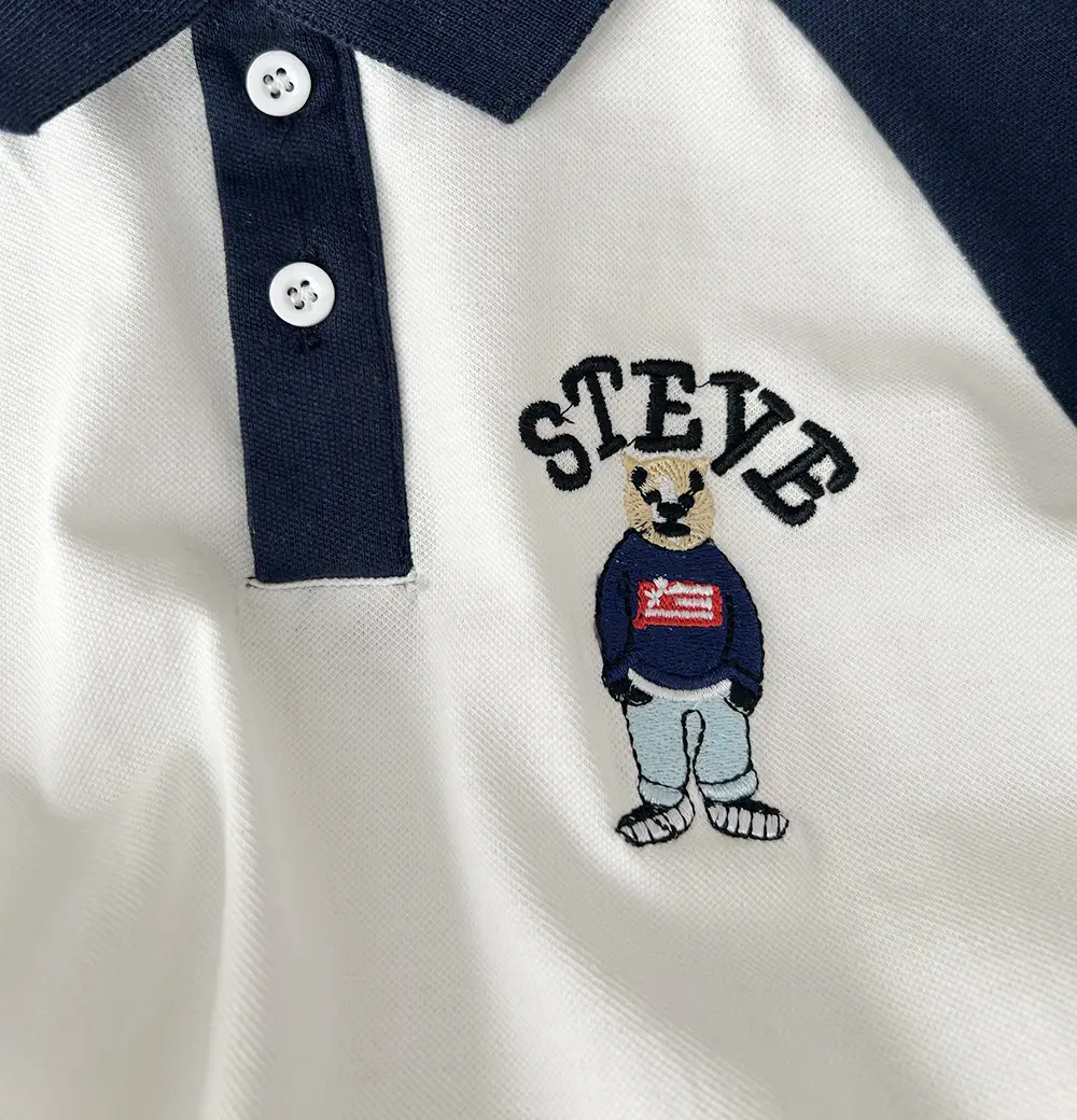 2025 Kids Cotton Polo Shirt Navy Blue with "Crazy" Print — feature 4