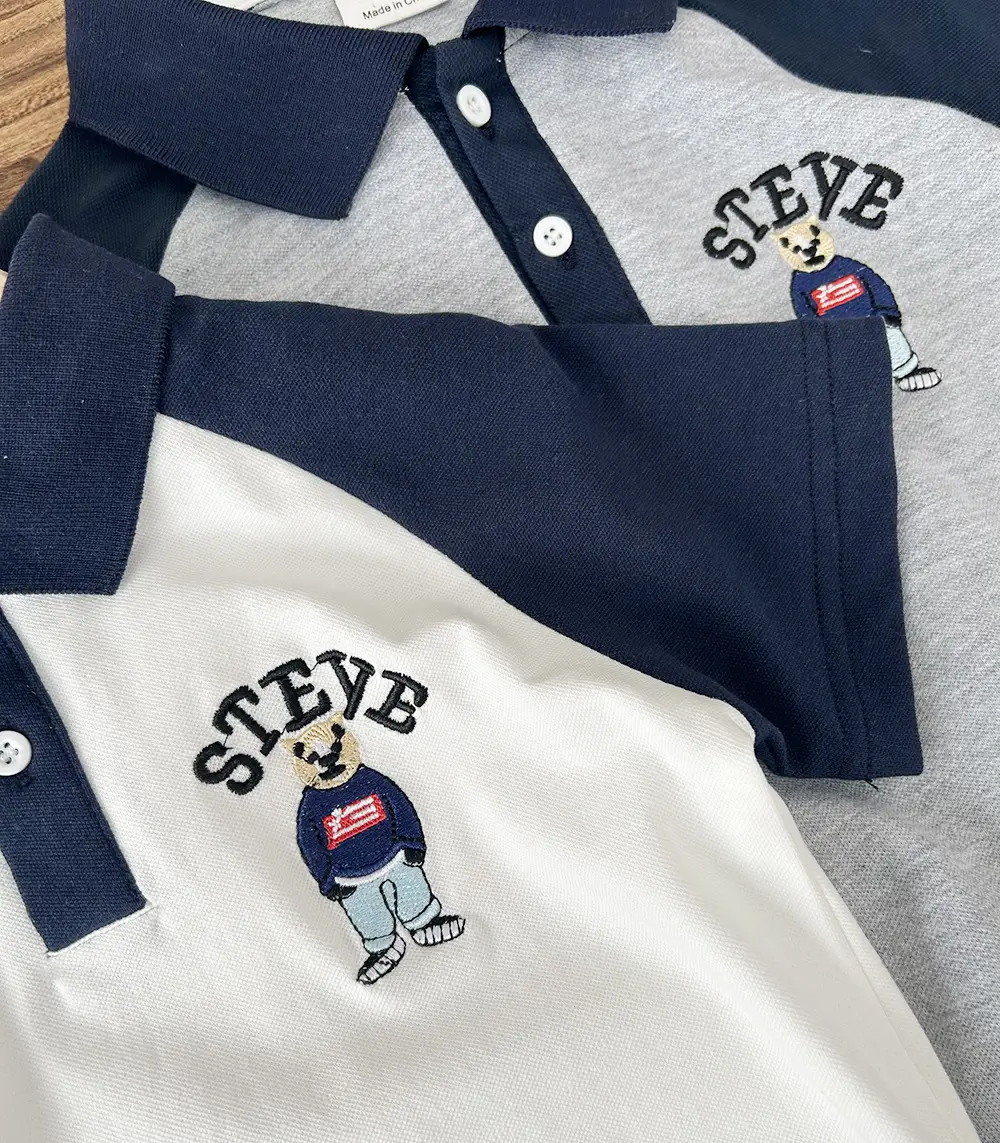 2025 Kids Cotton Polo Shirt Navy Blue with "Crazy" Print — feature 7