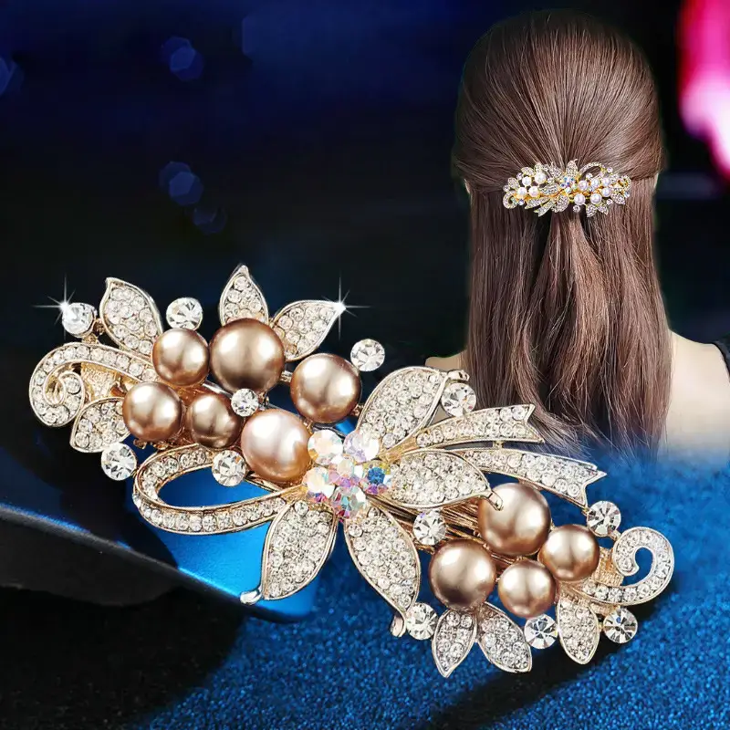 Rose Gold Pearl Hairpin for Women Large Clip - Image 5