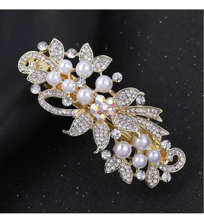 Rose Gold Pearl Hairpin for Women Large Clip — feature 10