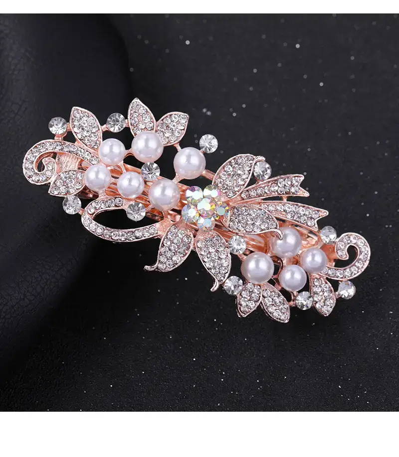 Rose Gold Pearl Hairpin for Women Large Clip — feature 11