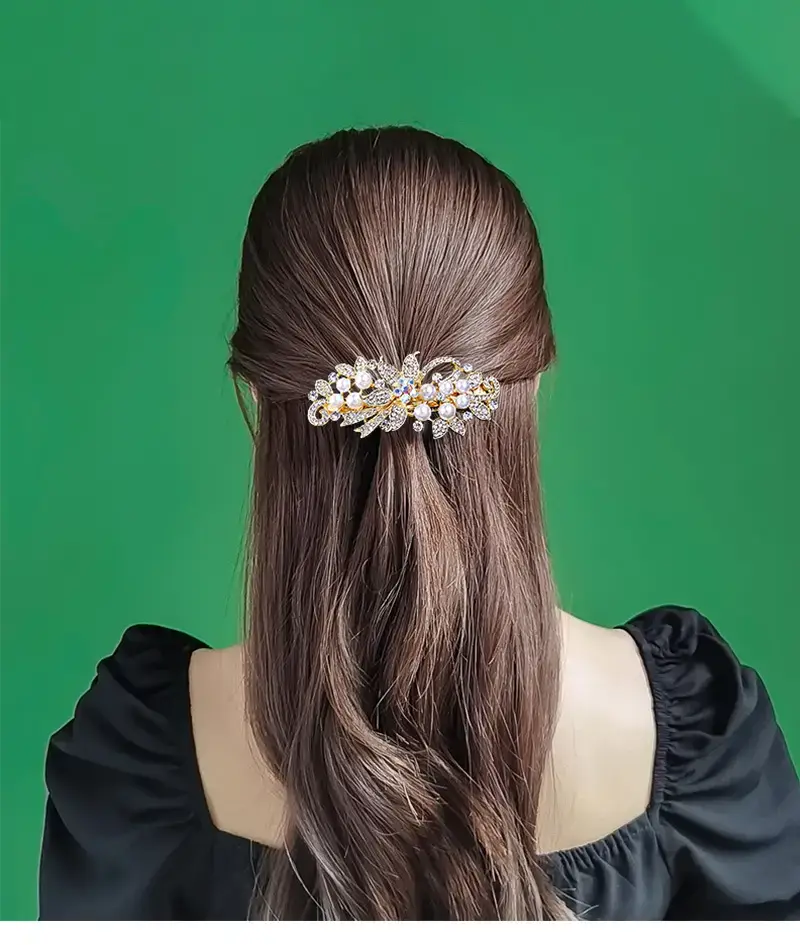 Rose Gold Pearl Hairpin for Women Large Clip — feature 2