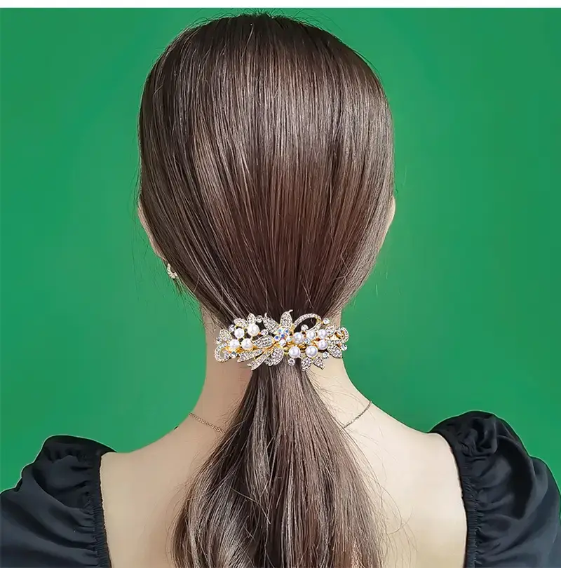 Rose Gold Pearl Hairpin for Women Large Clip — feature 4