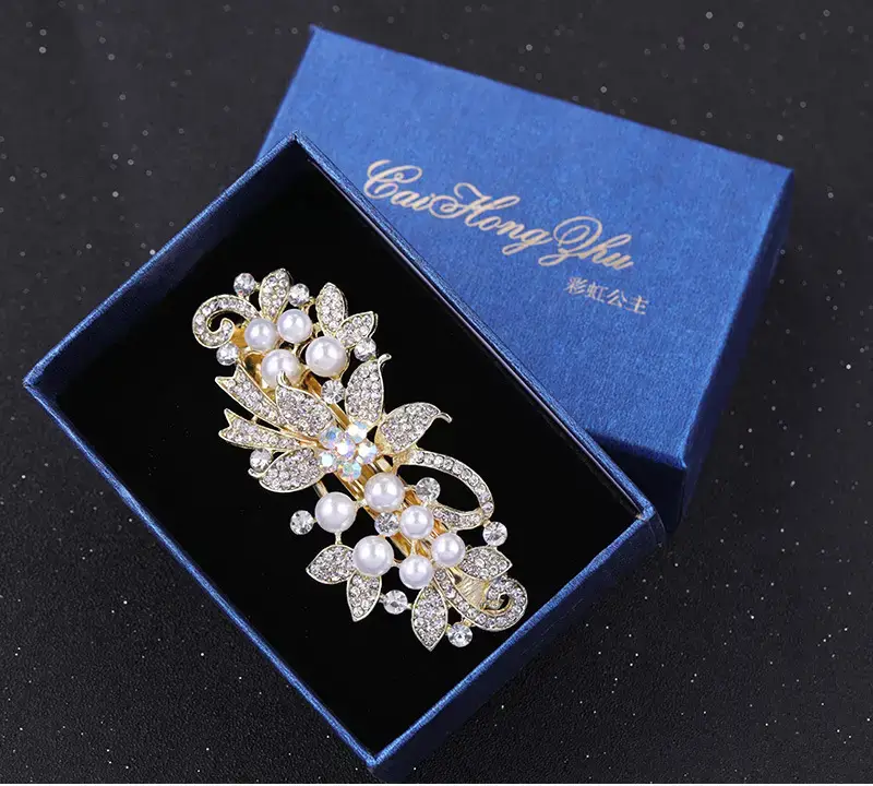 Rose Gold Pearl Hairpin for Women Large Clip — feature 6